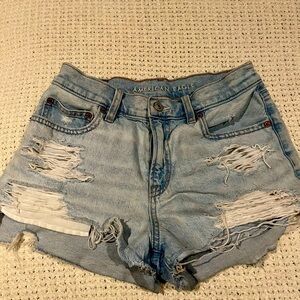 American Eagle ripped light wash jean shorts
